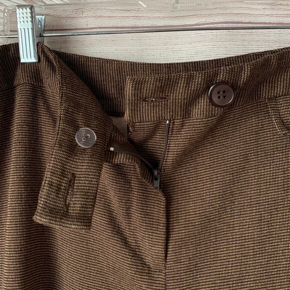 Briggs New York Brown Houndstooth Wide Leg Palazzo Cropped Pants Capris Size 14 - Picture 5 of 16